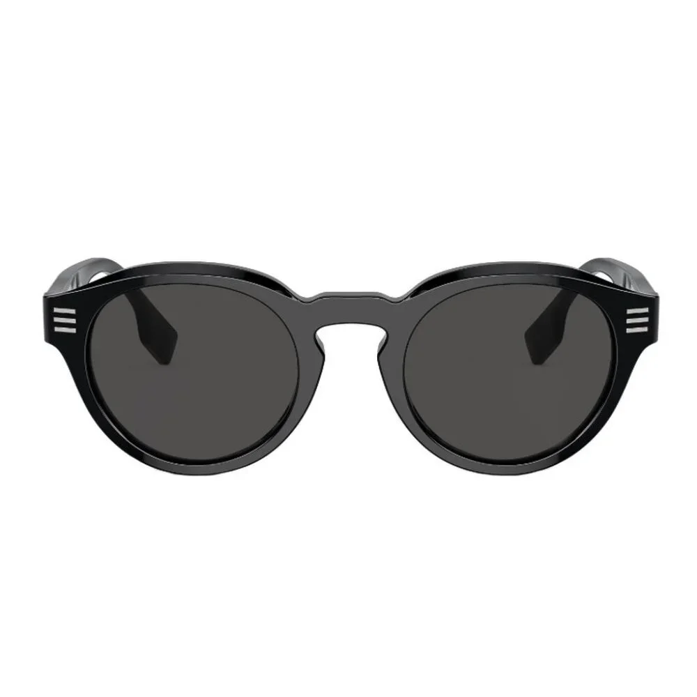 NWT BURBERRY SUNGLASSES UNISEX BLACK ROUND - Picture 2 of 3